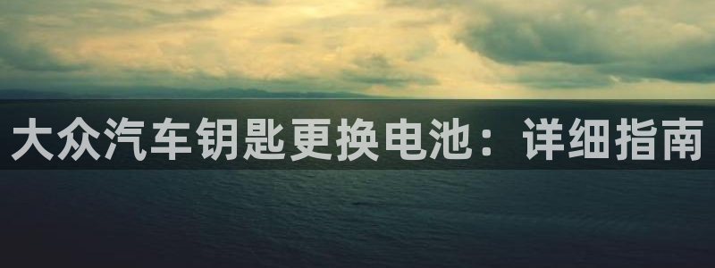 优发国际集团股份有限公司招聘：大众汽车钥匙更换电池：详细指南